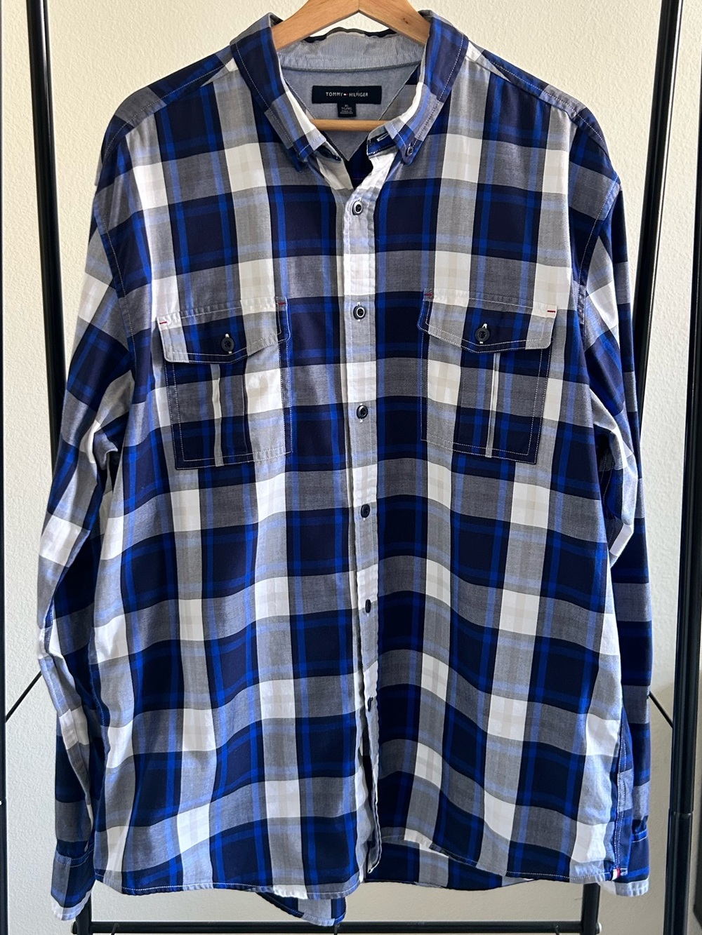 Tommy Hilfiger XL Blue Plaid Button Down Shirt